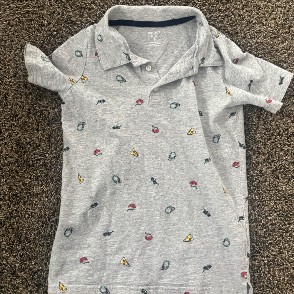 Carter's Light Gray Polo with Colorful Print